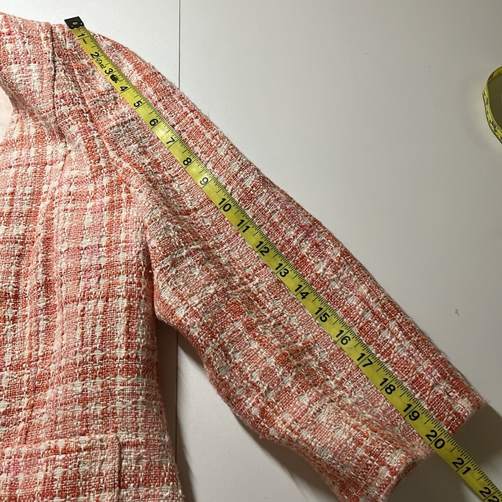 Talbots Orange,Pink & Cream Tweed Open Blazer w/pockets & Cropped Length Size 14 - Picture 17 of 17